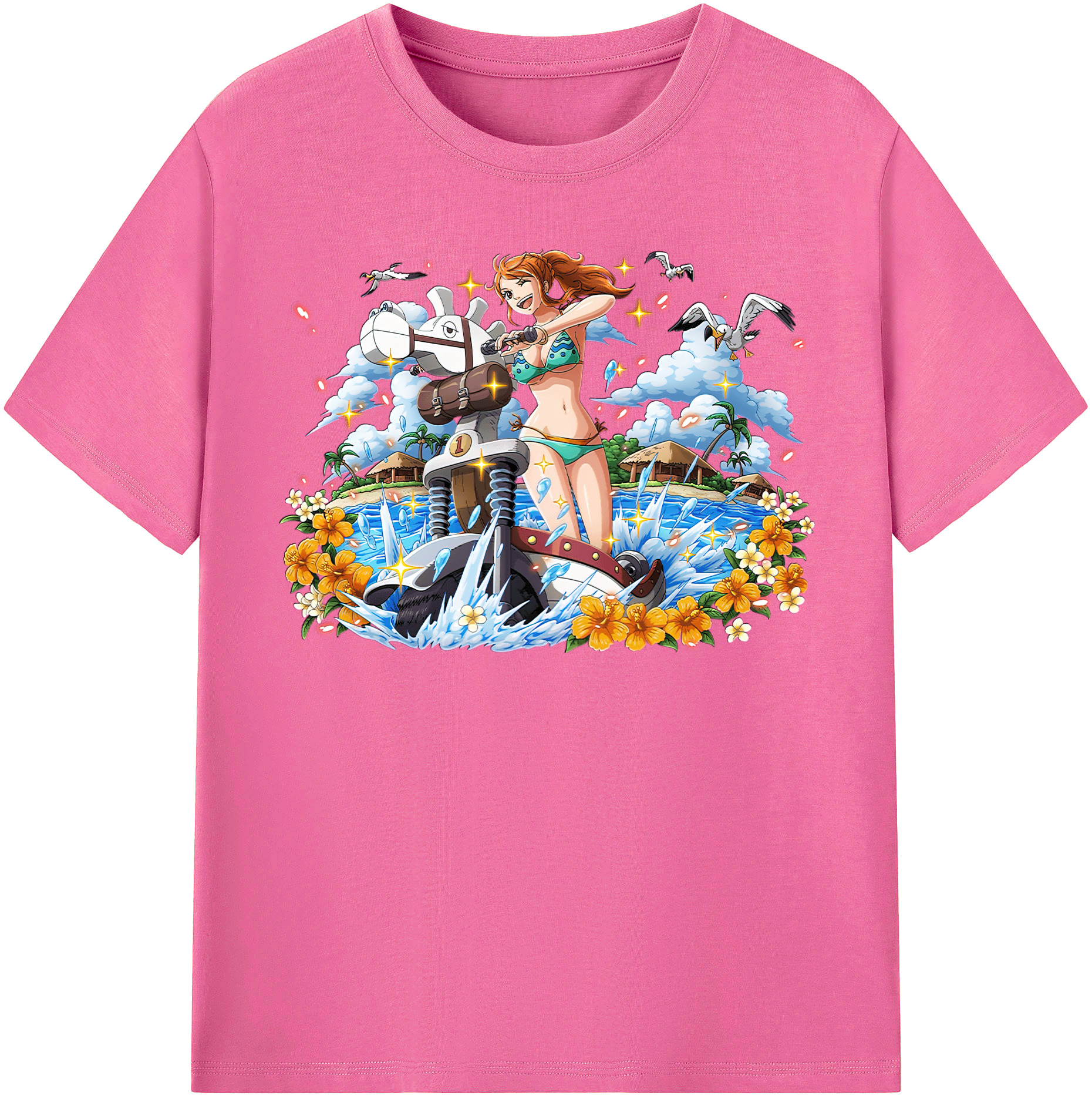 （画像用） ワンピース ナミ ONE PIECE Nami レディースカジュアルプリントTシャツ（綿100％）